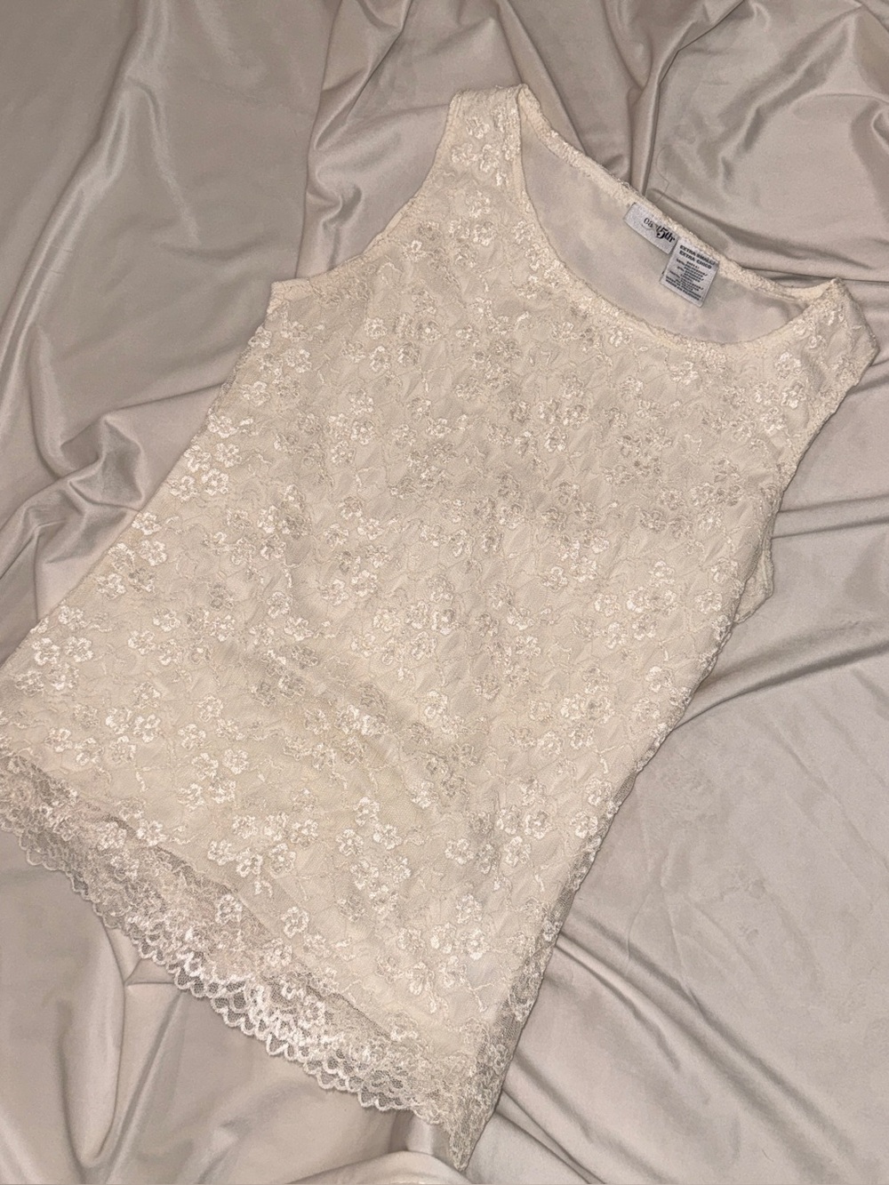 East 5th Ivory Floral Lace Sleeveless Lined Top XS